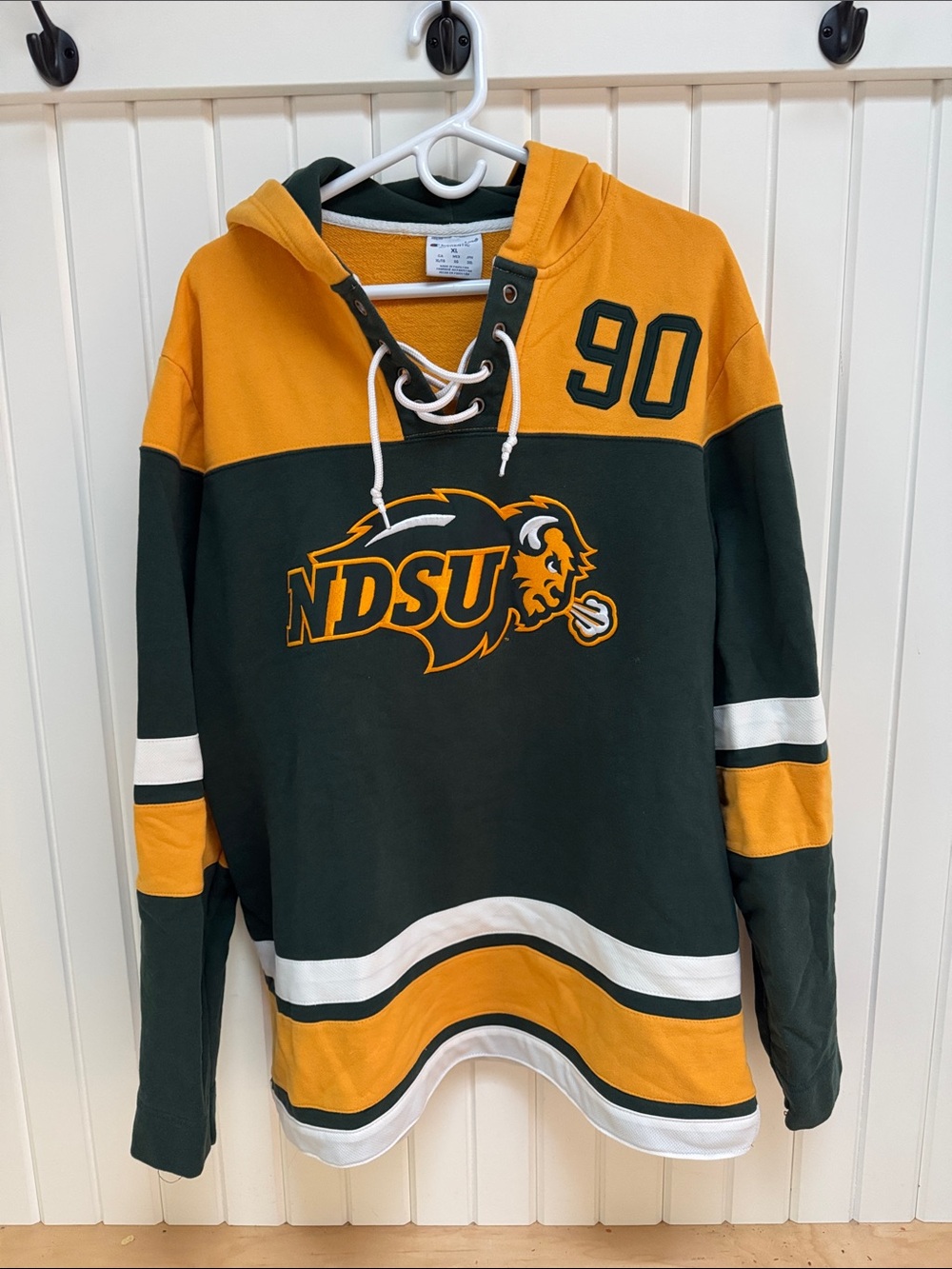 Champion NDSU Green and Gold Lace-Up Hockey Hoodie